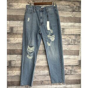 Vigoss Womens Jeans Billie High Rise 90s Distressed Raw Hem Jeans Sz 28 NWT